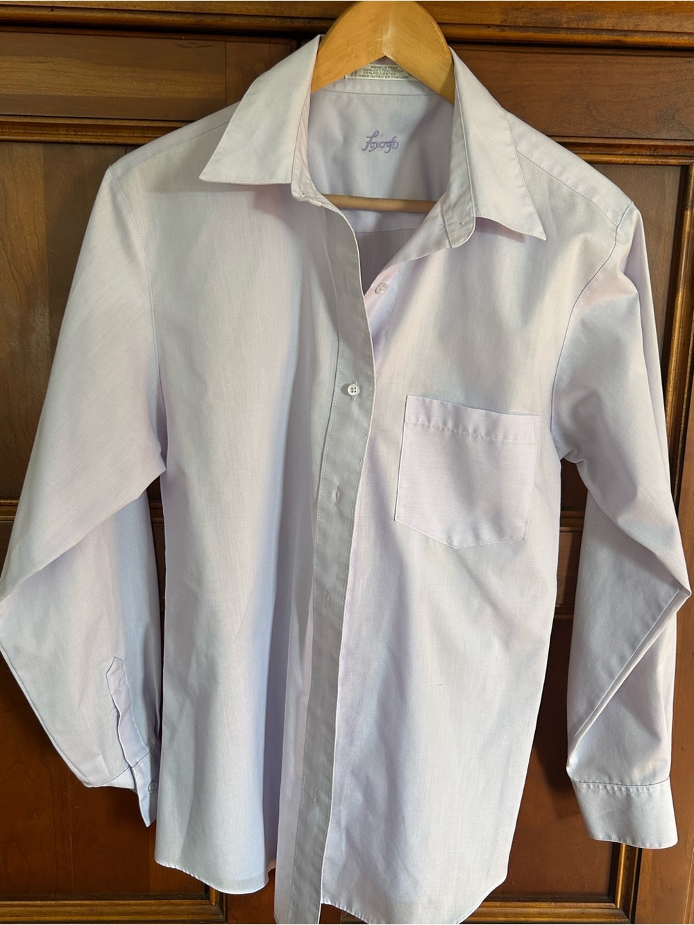 Foxcroft Light Purple Long-Sleeve Button-Down Blouse.  Size 8